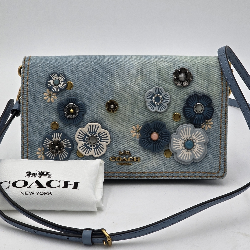 💥NWOT💥Coach Denim Tea Rose Hayden Crossbody Bag